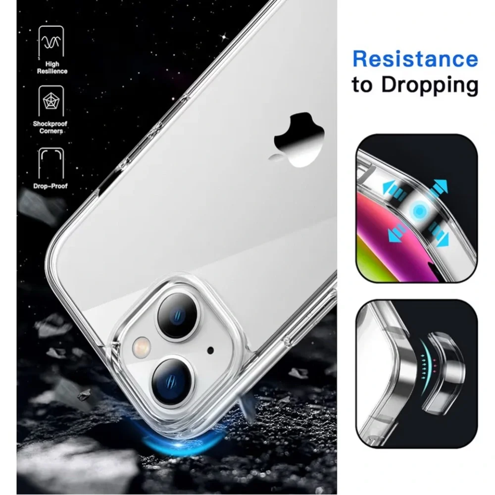 💖5 for $25💖JETech Clear Cell Phone Case for iPhone 14 – Shock Absorbing, Slim